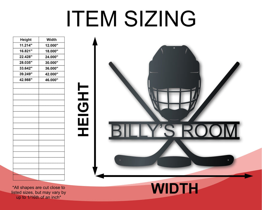 Custom Metal Hockey Wall Art - Metal Sports Sign - 14 Color Options