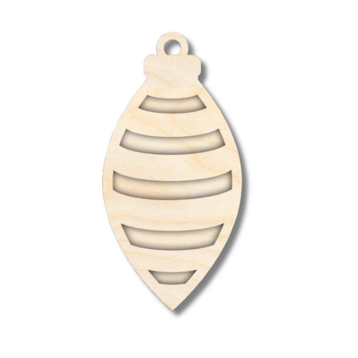Unfinished Wood Layered Christmas Bulb Ornaments | 2 Piece | 5" Tall | 1/8" Wood | Wood Craft DIY