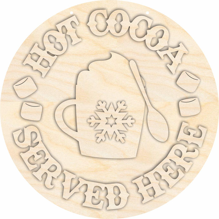 Unfinished Wood Hot Cocoa Door Sign Kit | Wood Craft Cutouts | 1/4" Thick |