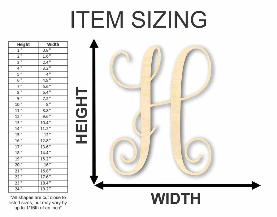 Unfinished Individual Wood Monogram Personalized - Weddings - Nursery - Wall Hang - up to 46" High DIY