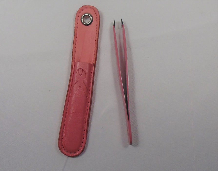 Pink Eyebrow Tweezers Slanted Tip 4" inches