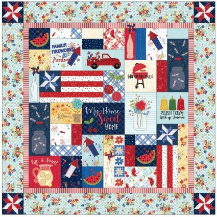 Red White & Bloom Quilt Kit - Fabric Only