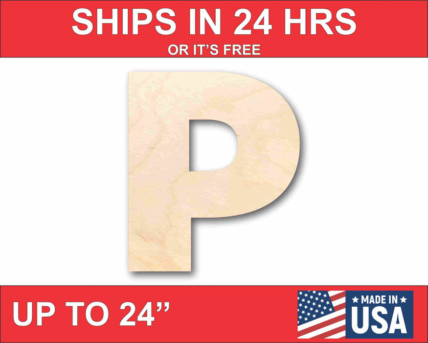 Unfinished Wood Block Letter P - Craft - up to 46" DIY