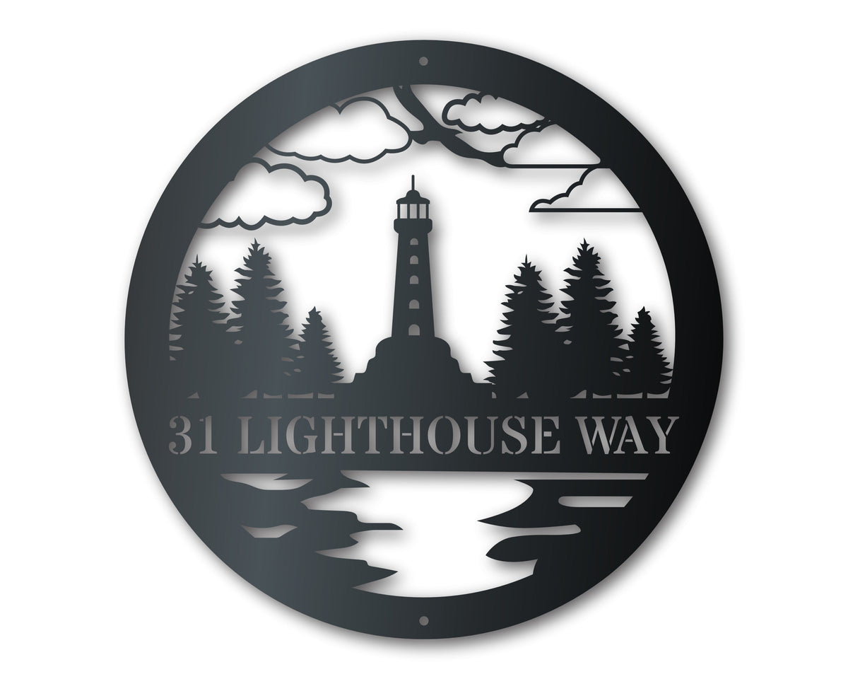 Custom Metal Lighthouse Forest Wall Art | Nautical Coastal Sign | Indo ...