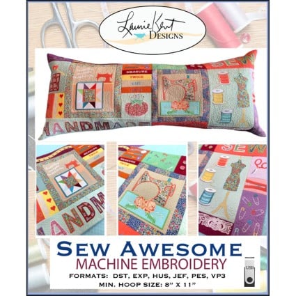 Sew Awesome Embroidery Bench Pillow
