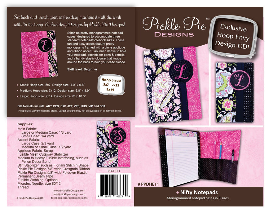 Nifty Notepads In the Hoop Embroidery Design Collection