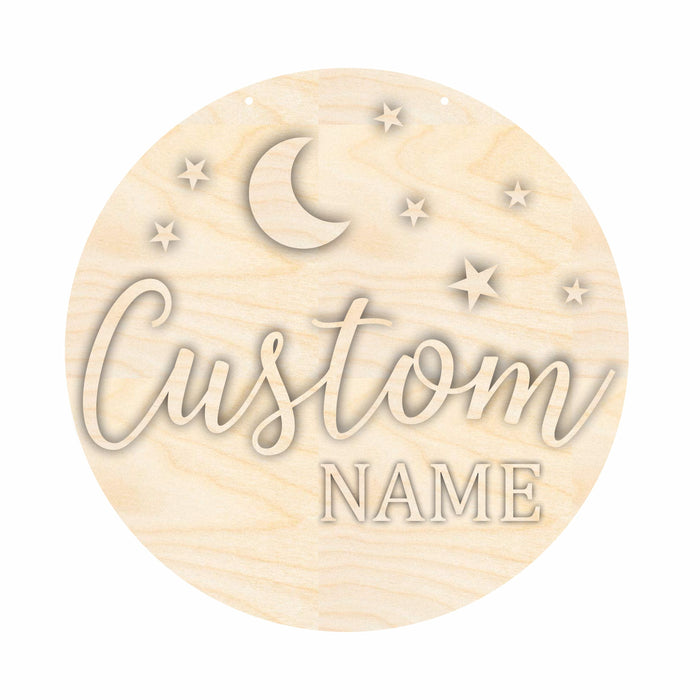Unfinished Wood Custom Name Night Time Door Sign Kit | Wood Craft Cutouts | 1/4" Thick |