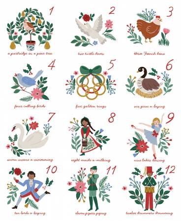 RB-A Pear-fect Christmas-Twelve Days of Christmas Panel-36in x 43in 