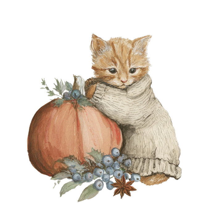 Cozy Autumn Cats Fabric Panel 2
