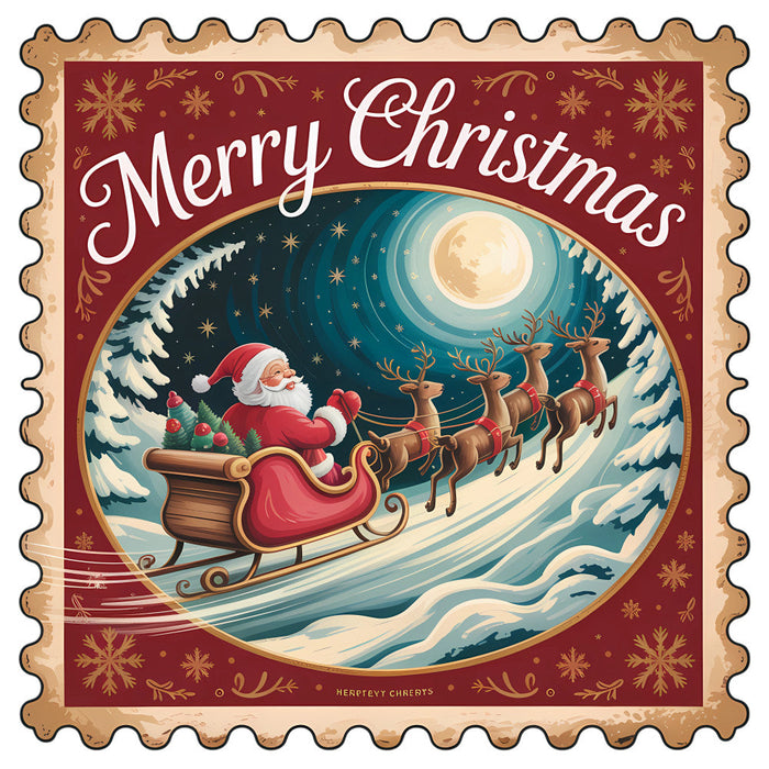 Vintage Christmas Stamps Fabric Panel 14