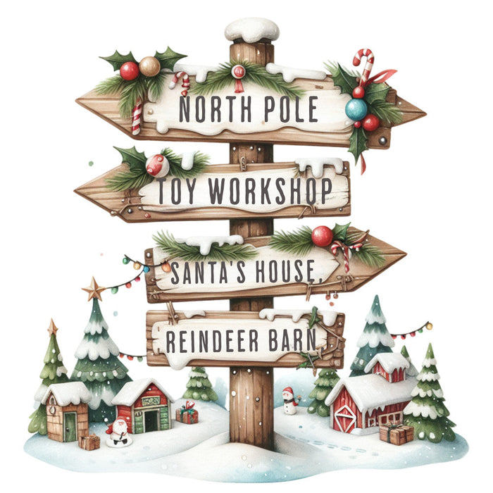 Christmas Signpost Fabric Panel 2