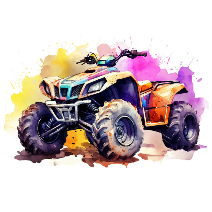 Watercolor Four Wheeler Fabric Panel 3