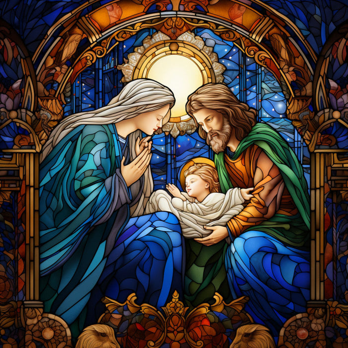 Nativity Stained Glass Fabric Panel 1