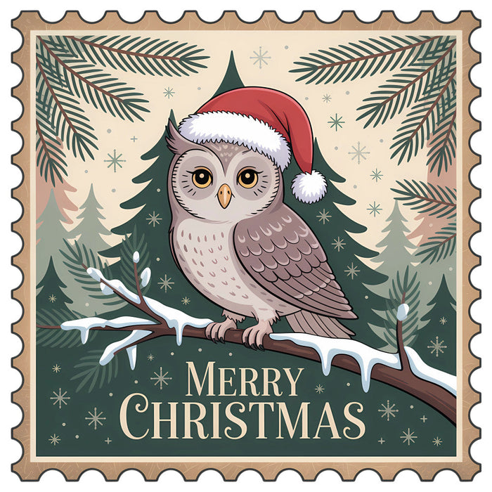 Vintage Christmas Stamps Fabric Panel 13