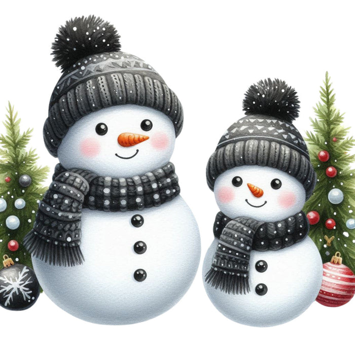 Black Hat Snowmen Fabric Panel 10