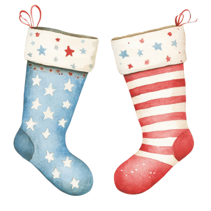 Watercolor Christmas Stockings Fabric Panel 7