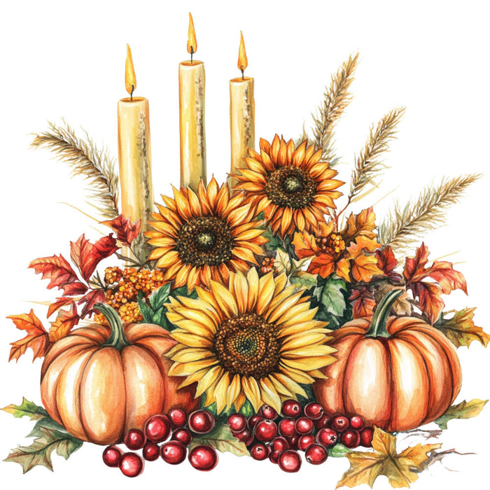 Watercolor Thanksgiving Fabric Panel 36