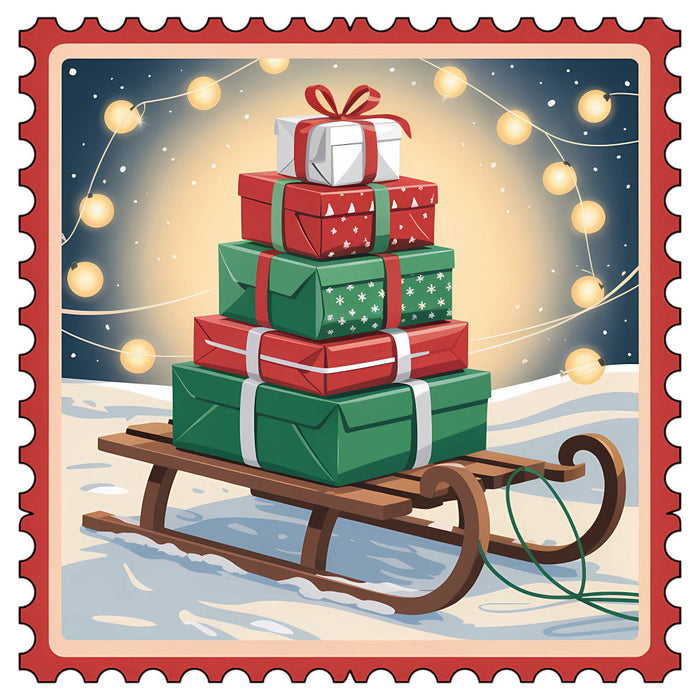 Vintage Christmas Stamps Fabric Panel 3