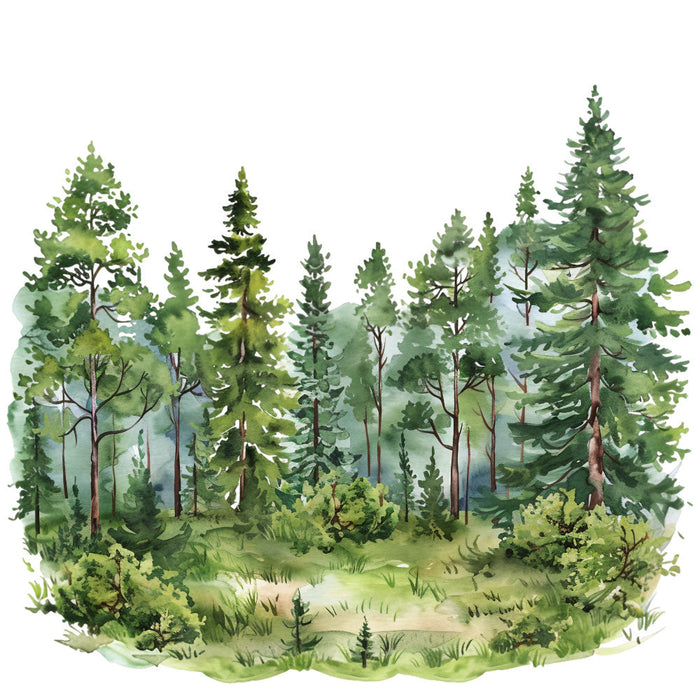 Watercolor Summer Landscapes Fabric Panel 4
