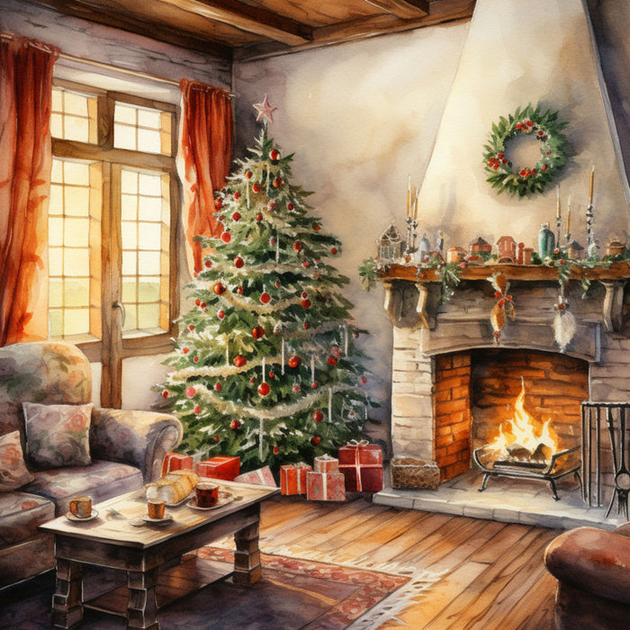 Santa Claus Christmas Scene Fabric Panel 6