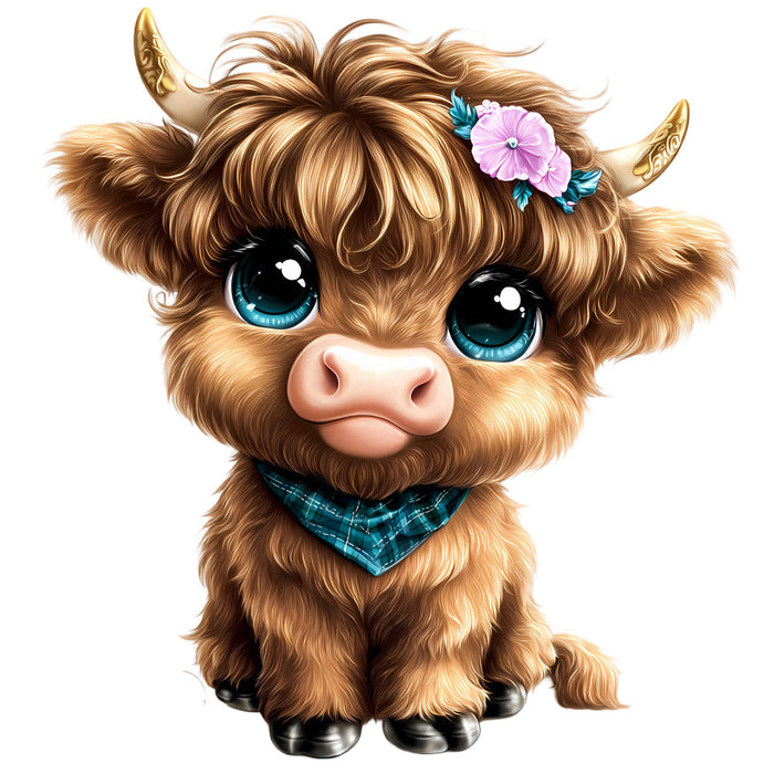 Adorable Highland Cows Fabric Panel 12