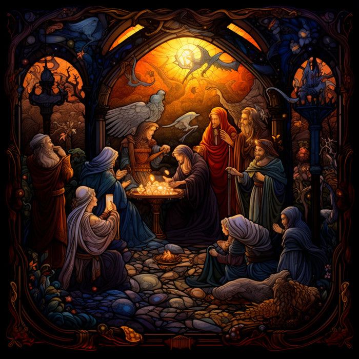 Nativity Stained Glass Fabric Panel 4