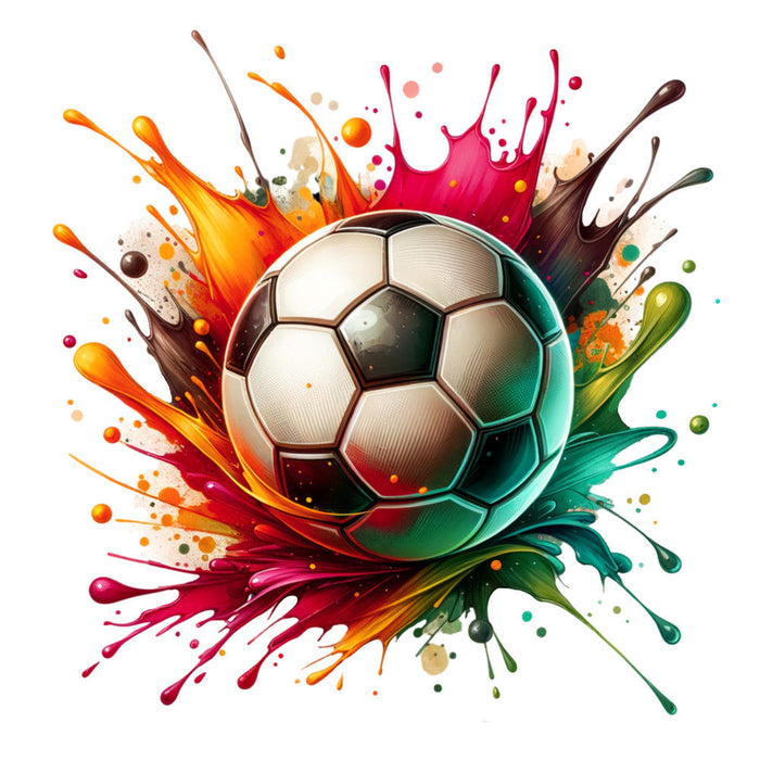Watercolor Soccer Ball and Splash Fabric Panel 1