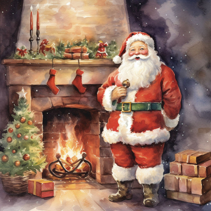 Santa Claus Christmas Scene Fabric Panel 29