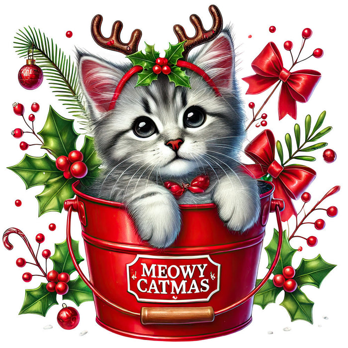 Meowy Christmas Fabric Panel 20
