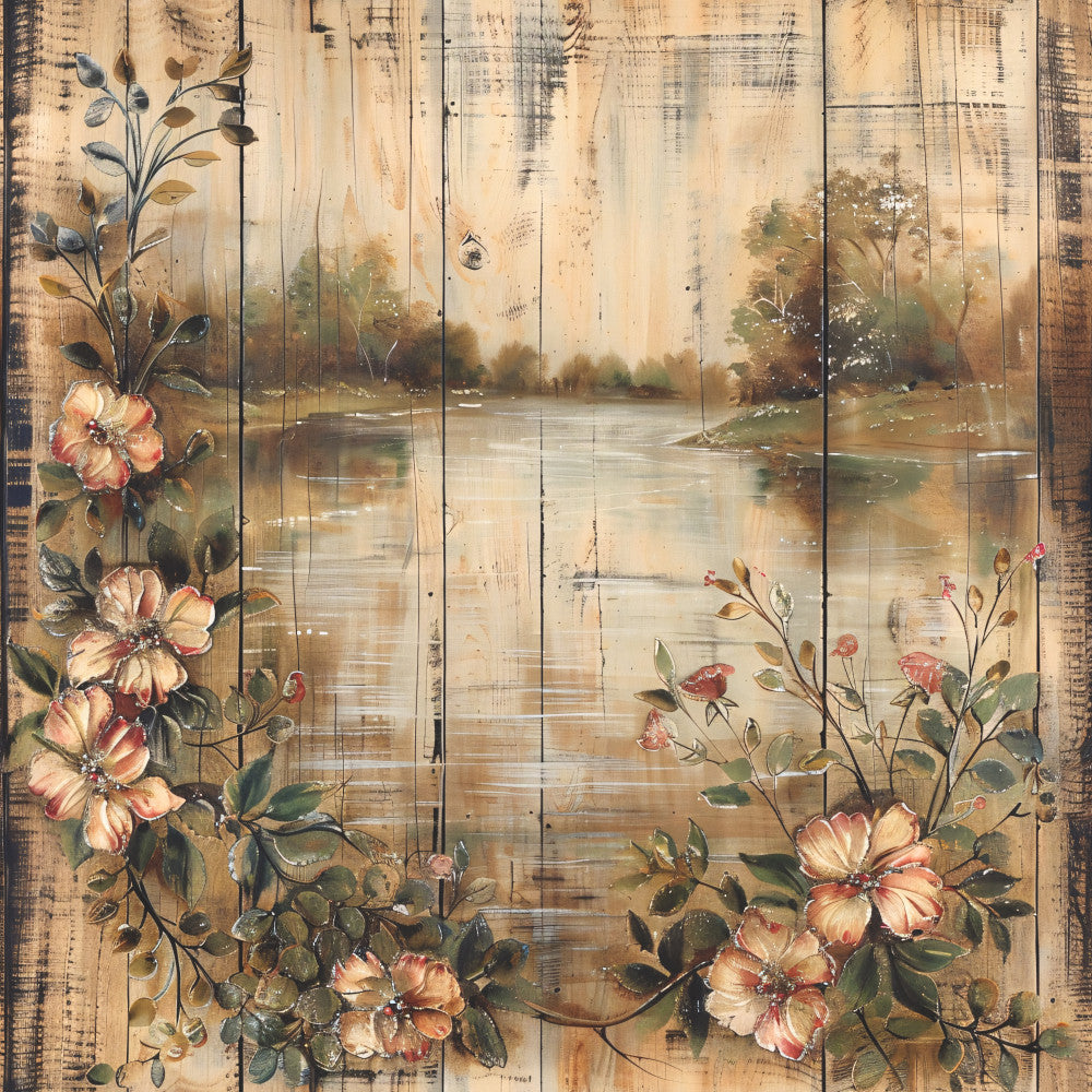 Lake on Rustic Wood Fabric Panel 1 — High Country Quilts