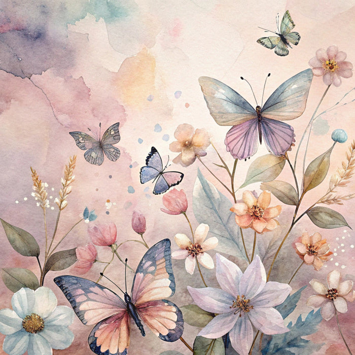 Floral Butterflies Scene Fabric Panel 11