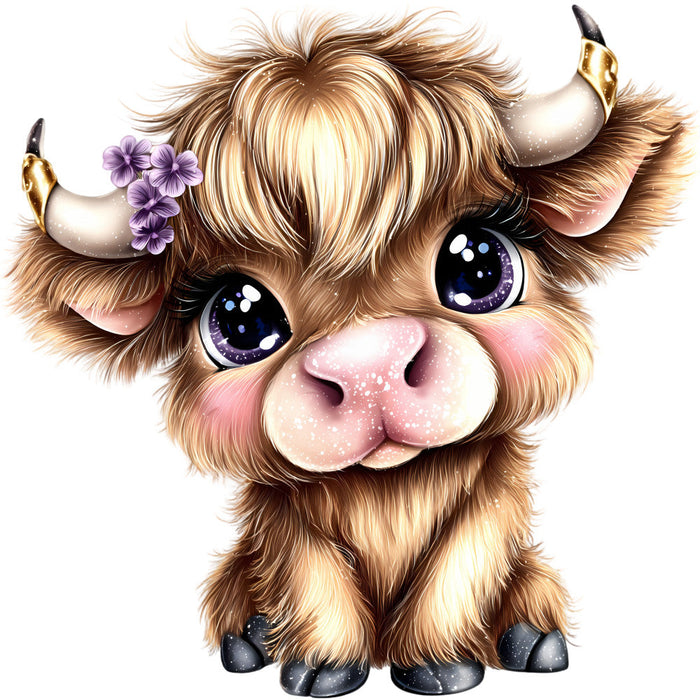 Adorable Highland Cows Fabric Panel 13