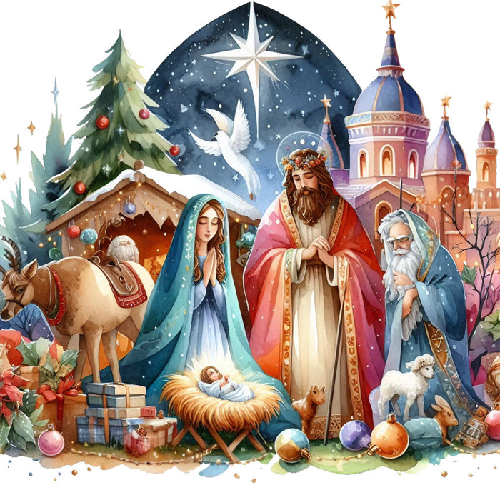 Detailed Christmas Nativity Scene Fabric Panel 29