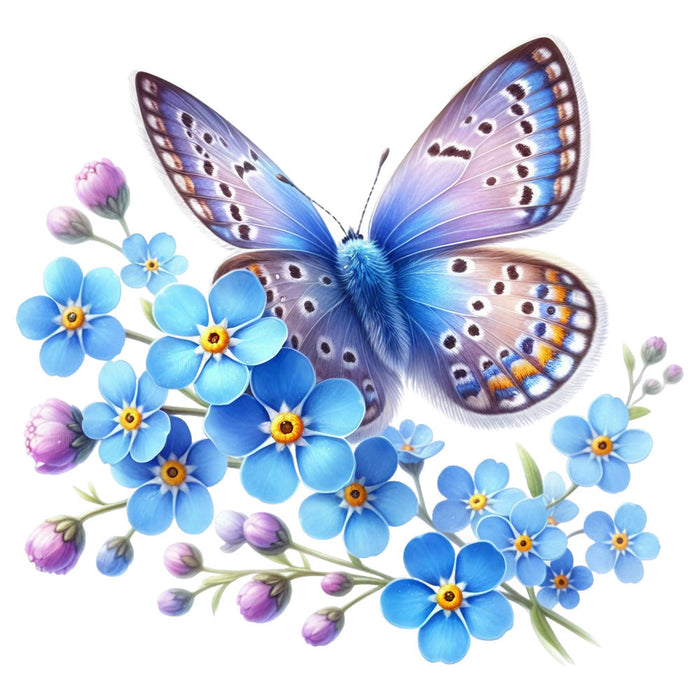 Spring Flowers and Butterflies Fabric Panel 47