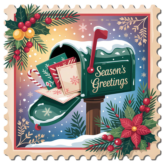 Vintage Christmas Stamps Fabric Panel 32