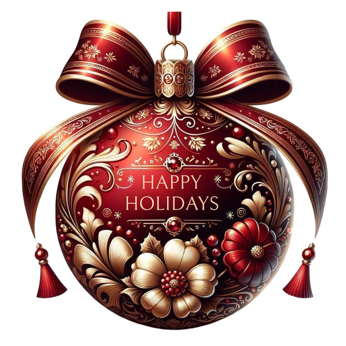 Elegant Christmas Ball Ornaments Fabric Panel 16