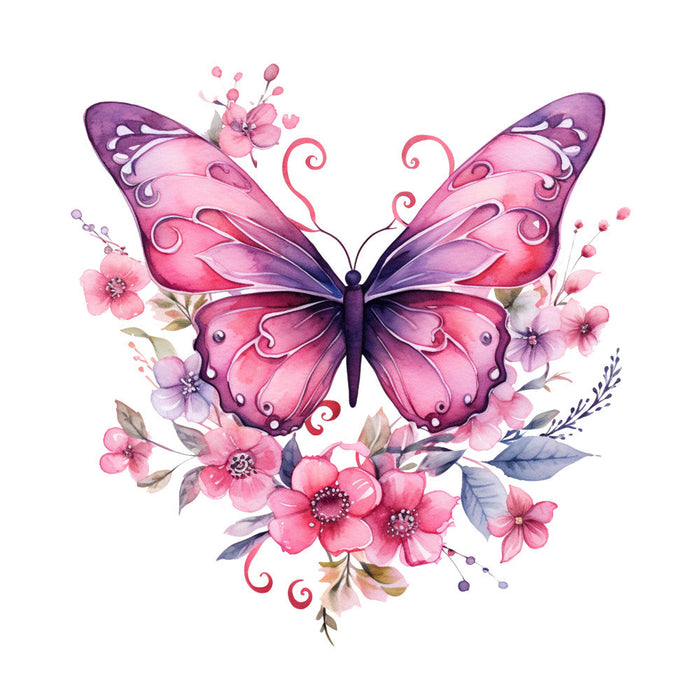 Breast Cancer Awareness Butterflies Fabric Panel 7