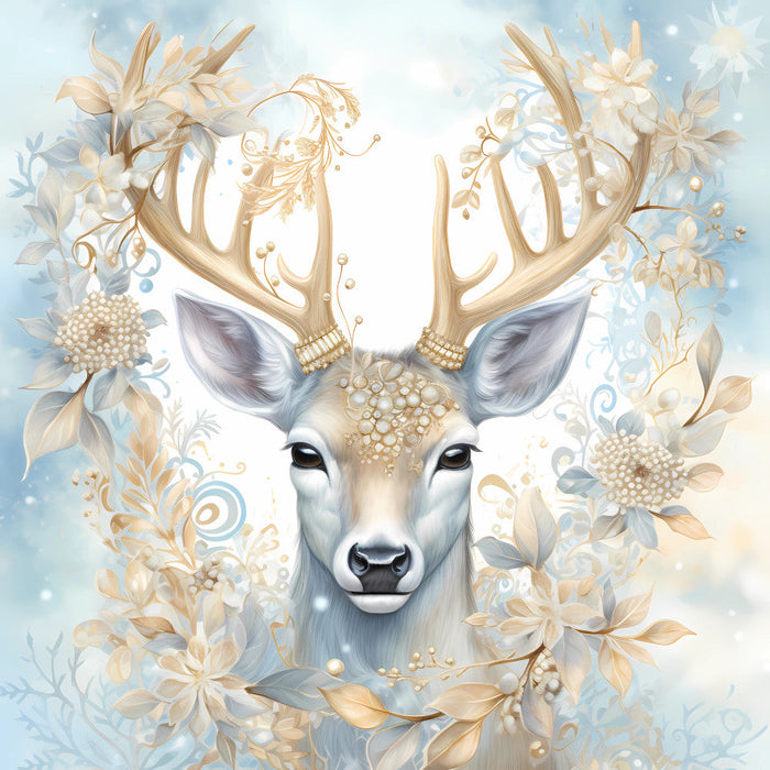 Light Blue and Gold Christmas Fabric Panel 31