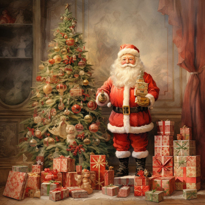 Santa Claus Christmas Scene Fabric Panel 5