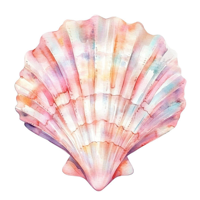 Watercolor Sea Shells Fabric Panel 3