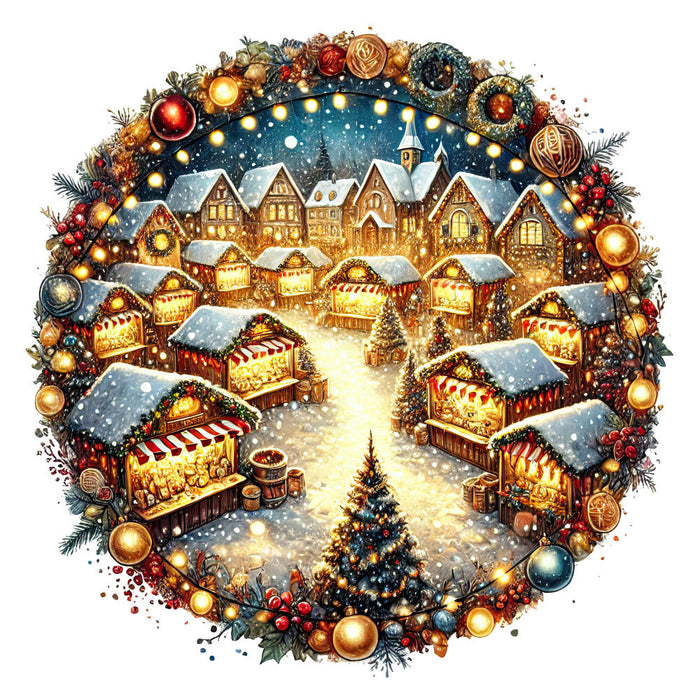 Christmas Villages Fabric Panel 13