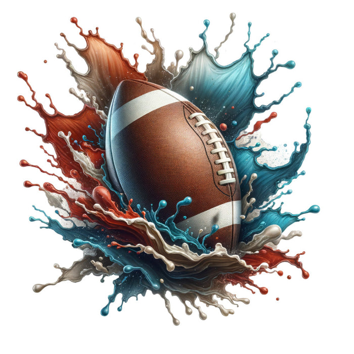 Watercolor Football and Splash Fabric Panel 4