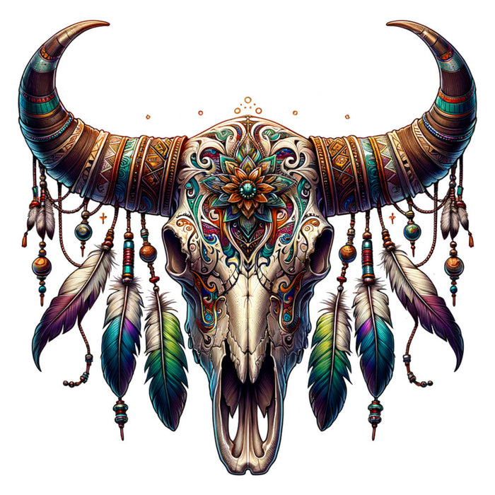 Tribal Skulls Fabric Panel 5