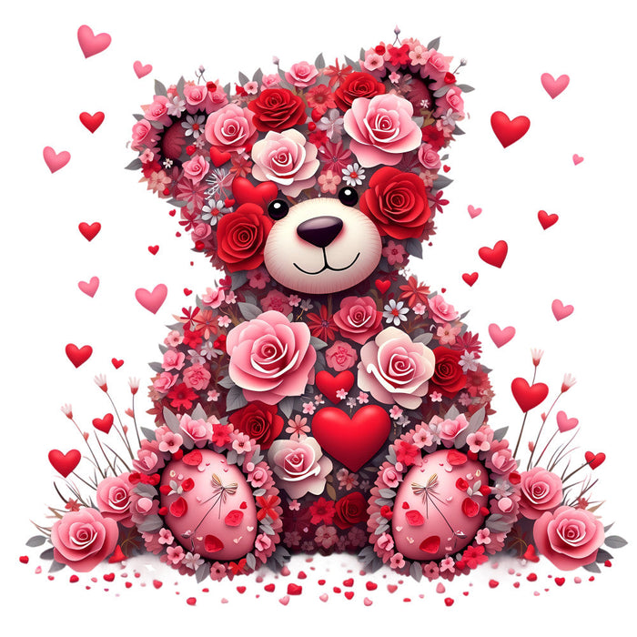 Valentine Teddy Bear Fabric Panel 1