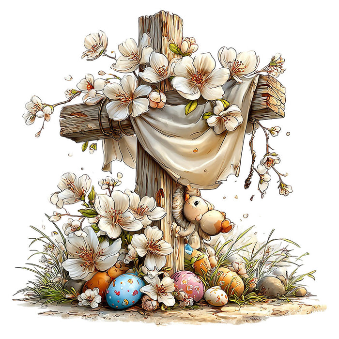 Old Rugged Floral Cross Fabric Panel 2