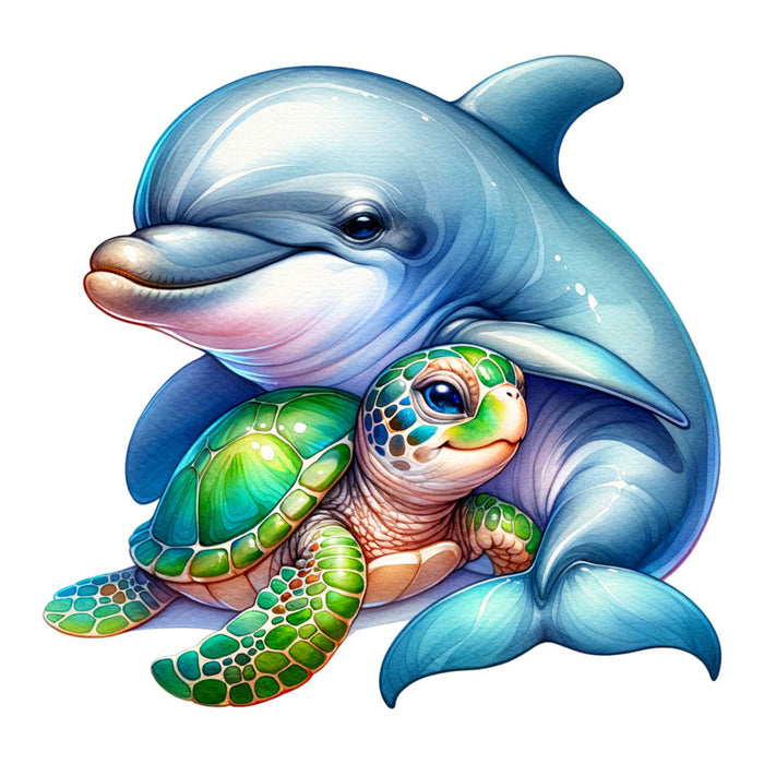 Watercolor Cute Dolphin Fabric Panel 6