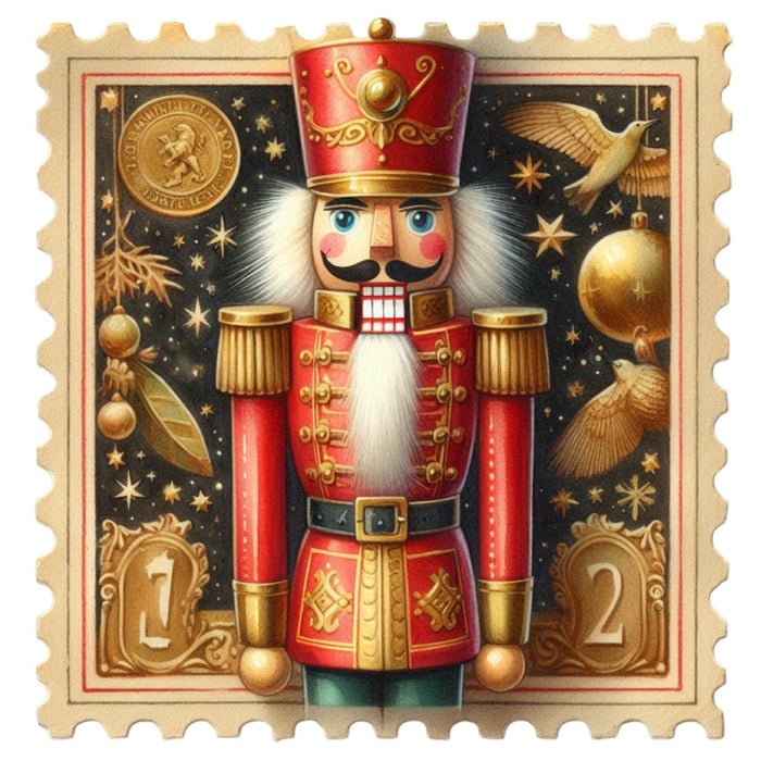 Nutcracker Postage Stamps Fabric Panel 19
