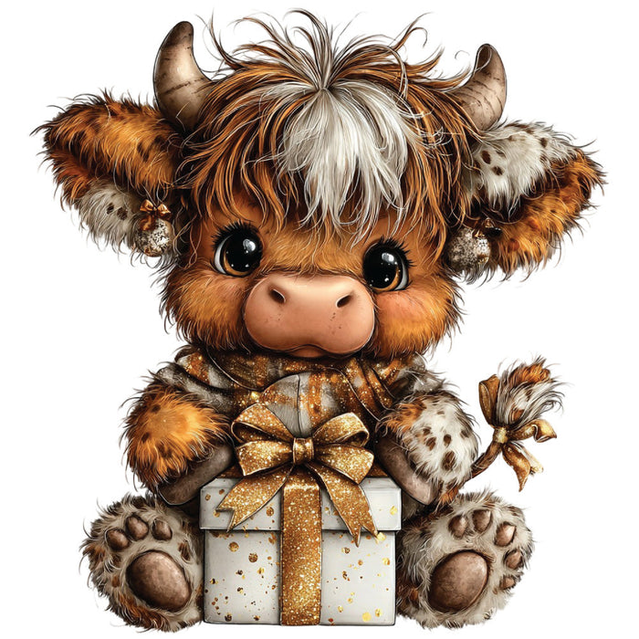 Christmas Highland Cow Fabric Panel 41