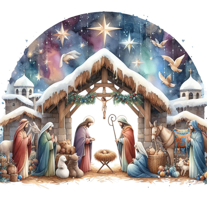 Detailed Christmas Nativity Scene Fabric Panel 20