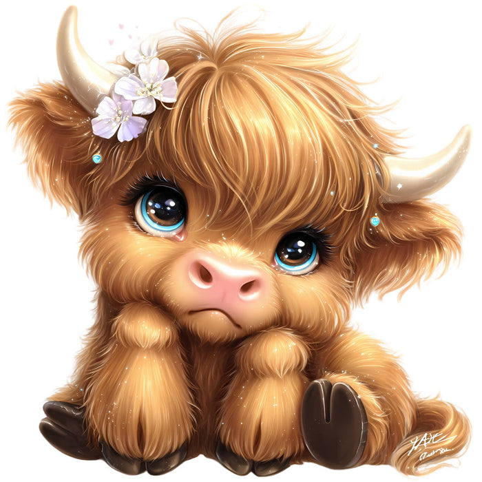 Adorable Highland Cows Fabric Panel 50